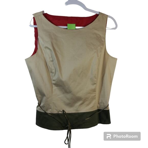 Citrine Green Tan Pants Set Business Casual Safari 2 Piece Set Size 14 - Picture 3 of 16